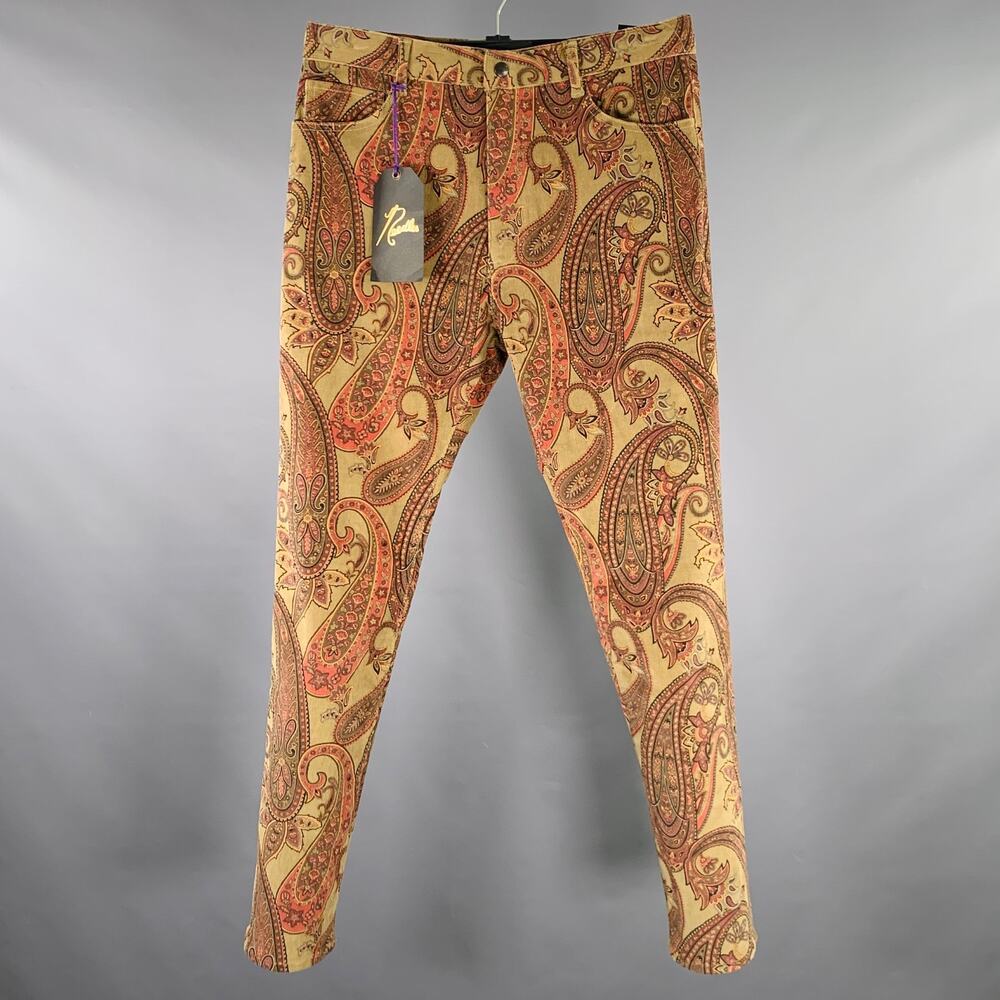 NEEDLES Size M Brown Burgundy Green Paisley 5 Pocket Casual Pants
